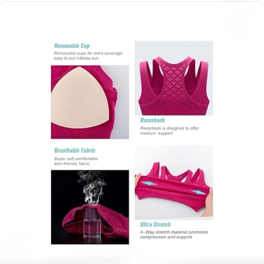 Amazon Women's High Impact Sports Top - Racerback, Breathable - New size M - Picture 6 of 6